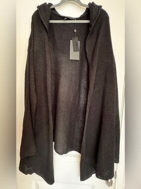 Killstar Black Open-Knit Hooded Cardigan